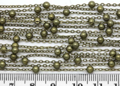 Цепочка C22 звено 2*1,5мм и шарик 3,5мм античная бронза (Brass) (50см)