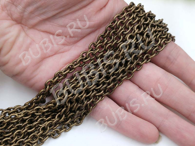 Цепочка I118 с простым плетением звено 6,8*5,5*1,3мм античная бронза (Iron) (1м)