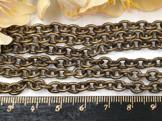 Цепочка I118 с простым плетением звено 6,8*5,5*1,3мм античная бронза (Iron) (1м)