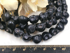 (ОПТ) Бусина каменная Череп 02 Говлит синт. 10*9*8мм черный (камни) (НИТЬ)