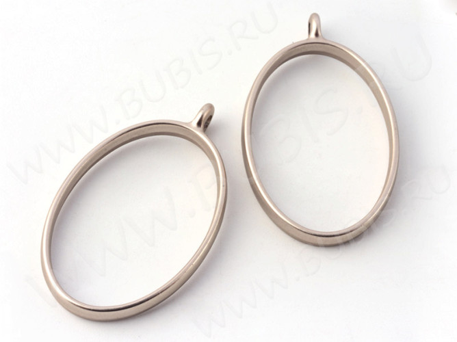 Подвеска Рамка 01 овал 39*24*5,8мм матовая тёмно-серебристая (литьё)