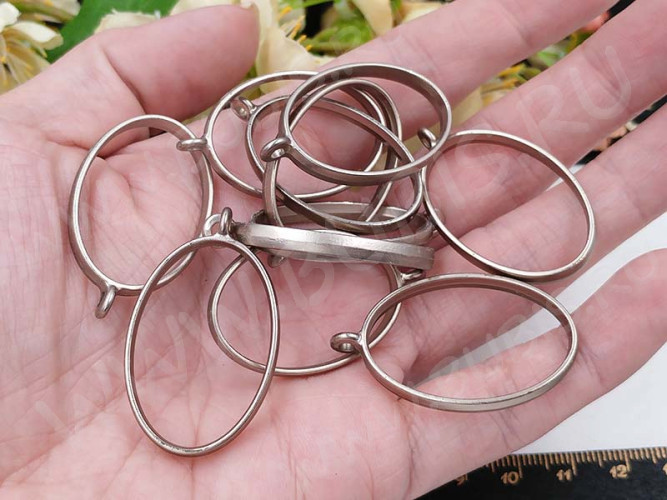 Подвеска Рамка 01 овал 39*24*5,8мм матовая тёмно-серебристая (литьё)