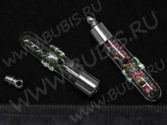 Бутылочка 36 фигурная с винтовой петлёй Стрекоза 0,35мл 31*7,5*7мм прозрачно-св.зелёная (стекло)