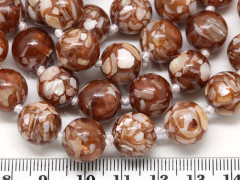 Бусина округлая Мозаика 07 с перламутром 12мм коричневая (камни)