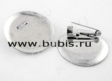 Основа (заготовка) для броши №02 булавка с сеттингом 28мм Круг 30*30*8,5мм цвет платины (Iron)