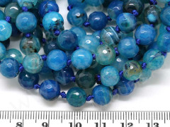 (ОПТ) Бусина округлая ГРАНЁНАЯ 8мм Агат кракле голубо-молочный (камни) (НИТЬ)