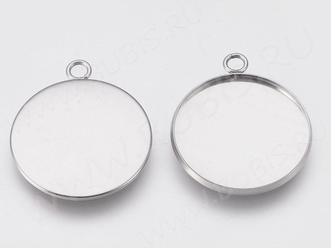 Подвеска-сеттинг Круг 42 (сеттинг 30мм) 36*32*2,2мм цвет платины (Хирургическая сталь)