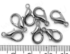 (СКИДКИ!!!) Замочек карабин №045 средний 14*8*3,5мм чёрный никель, без никеля (сплав) (10шт.)