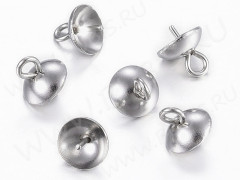 Держатель кулона 091 шапочка со штырьком 7*6*6мм цвет платины (Хирургическая Сталь)