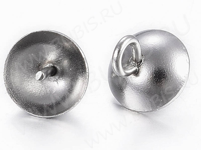 Держатель кулона 091 шапочка со штырьком 7*6*6мм цвет платины (Хирургическая Сталь)
