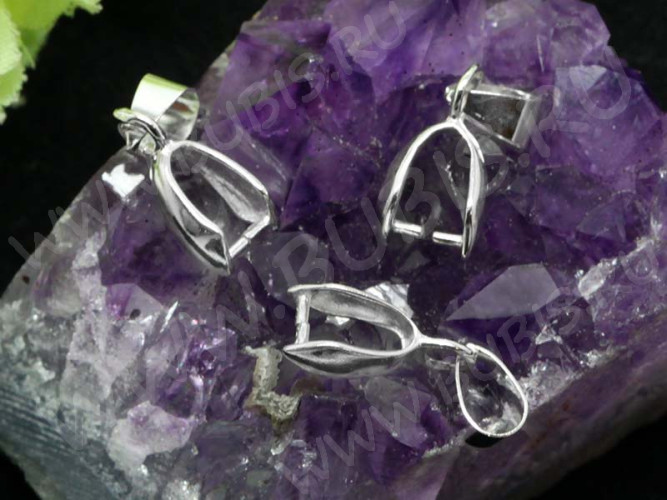 Держатель кулона 026 гладкий 20*7*4,5мм серебристый (Brass)