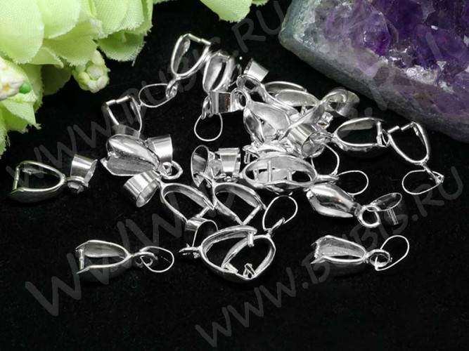 Держатель кулона 026 гладкий 20*7*4,5мм серебристый (Brass)