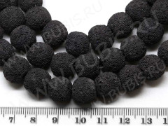 Бусина округлая 12мм Лава шершавая чёрная (камни)
