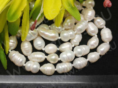 (ОПТ) Бусина Жемчуг 49 речной овальный 9-11*6-7мм натуральный (камни) (нить 29-30см)