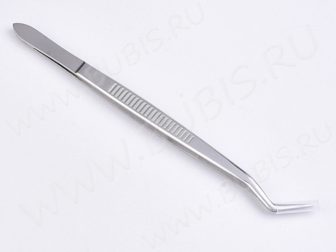 Пинцет 11 с изогнутыми носиками 160мм на блистере цвет платины (Хирургическая сталь)(инструменты для бижутерии)