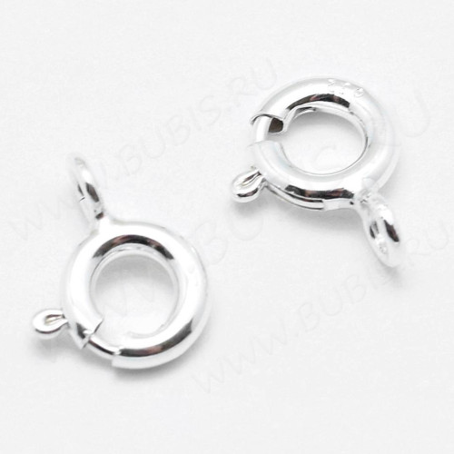 Замочек карабин №106 кольцо круглый серебро 925 9*7*1,8мм серебристый (Sterling Silver)