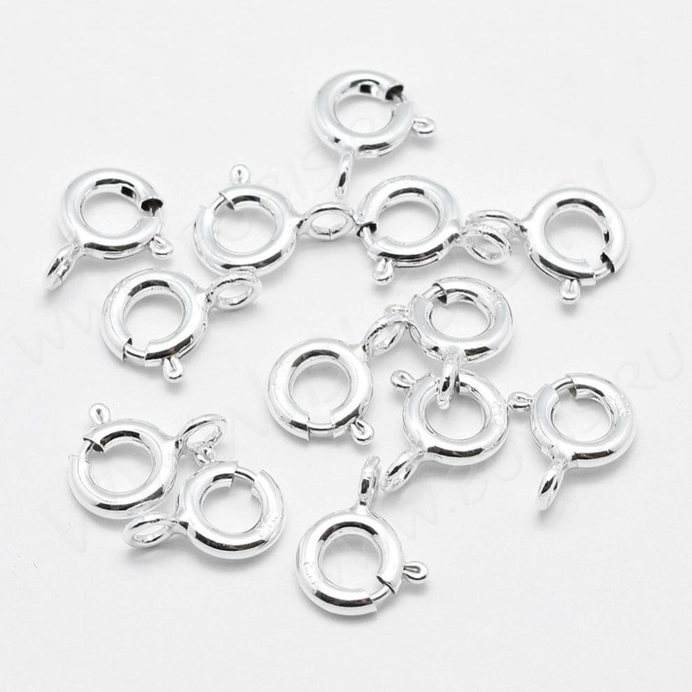 Замочек карабин №106 кольцо круглый серебро 925 9*7*1,8мм серебристый(Sterling