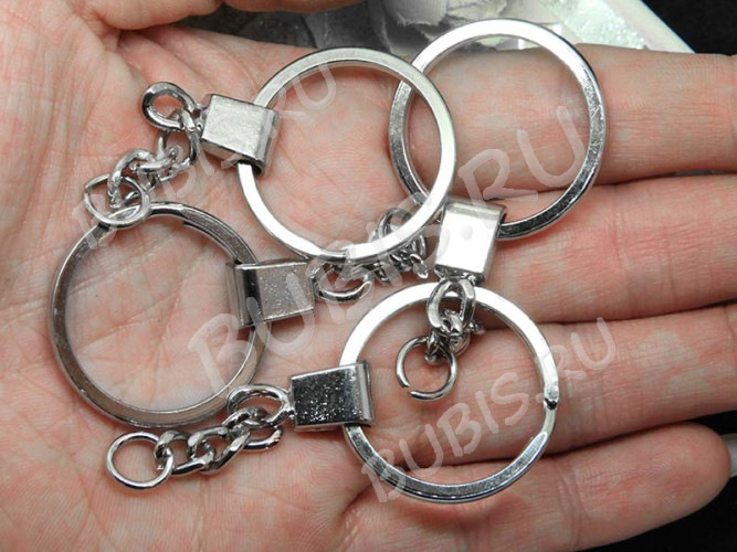 Карабин для брелка 17 Кольцо 30*30*3мм и цепочка с держателем 42*6*3мм цвет платины (Iron)