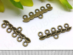 248 Коннектор на 5 нитей с листиками 27*9,3*1,5мм античная бронза (литьё)