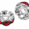 Рондель со стразами 10 6*6*2,8мм серебристо-красный (Brass и стекло) Купить Рондель со стразами 10 6*6*2,8мм серебристо-красный (Brass и стекло) с доставкой по России