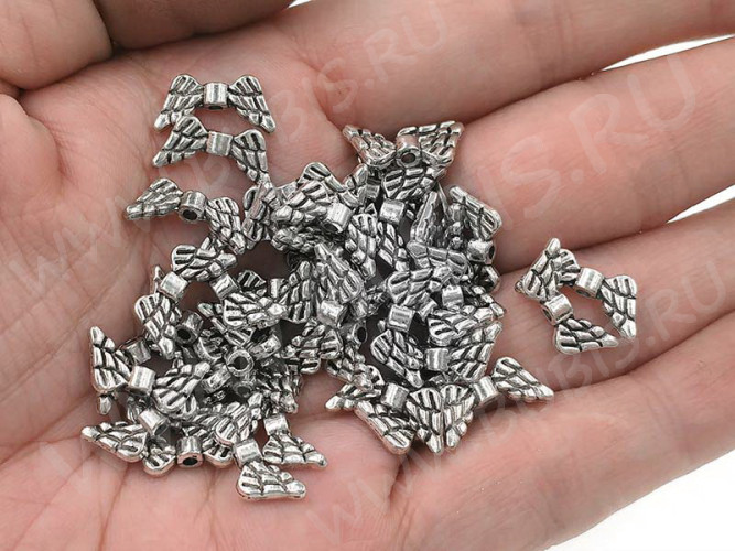 Бусина 191 Крылья 03 3D Ангела средние 15*7*3мм античное серебро (литьё)