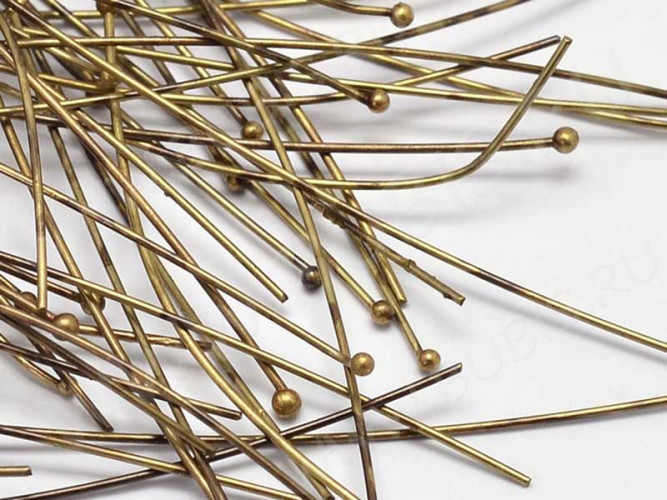 Штифт с шариком 6см античная бронза из латуни (Brass)