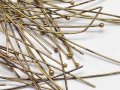 Штифт с ШАРИКОМ 60*0,7мм античная бронза (Brass) (10шт.)