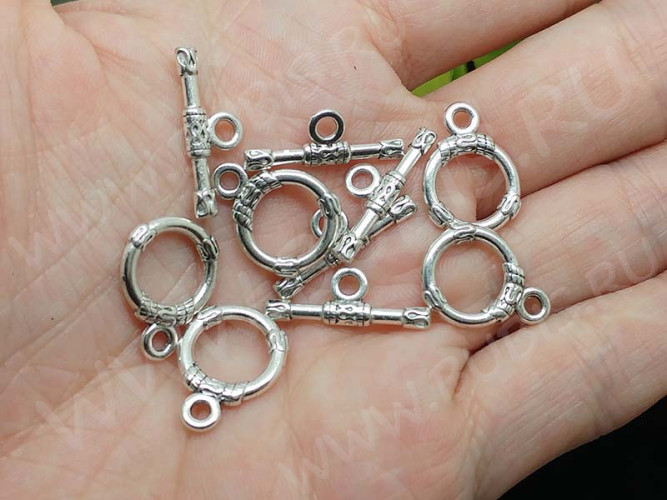 163 Тоггл округлый 17*13мм и 20*7,5мм античное серебро (литьё)