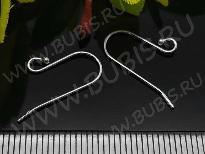 Швензы-крючки №063 с шариком серебро с пробой 18*15*0,7мм цвет платины (Sterling Silver) (1 пара)