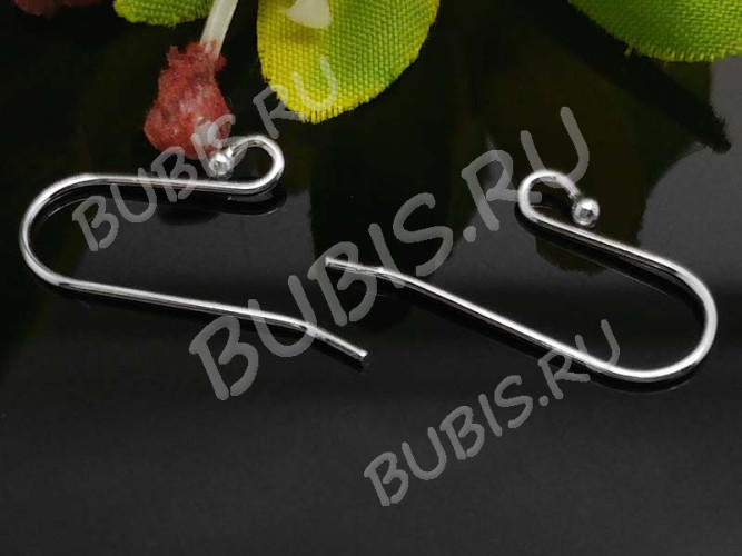 Швензы-крючки №063 с шариком серебро с пробой 18*15*0,7мм цвет платины (Sterling Silver) (1 пара)