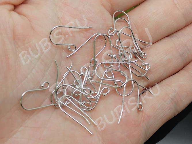 Швензы-крючки №063 с шариком серебро с пробой 18*15*0,7мм цвет платины (Sterling Silver) (1 пара)