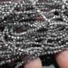 Купить Бусина кристалл гранёный абакус 3*3*2мм т.серебристый непрозрачный (имитация Сваровски) (50шт.) с доставкой по России