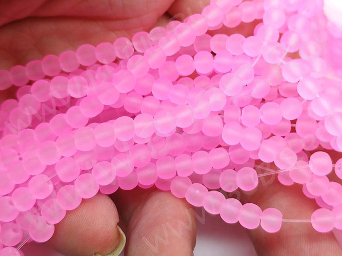 (СКИДКИ!!!) Бусина округлая матовая 4мм розовая полупрозрачная (стекло) (50шт.)