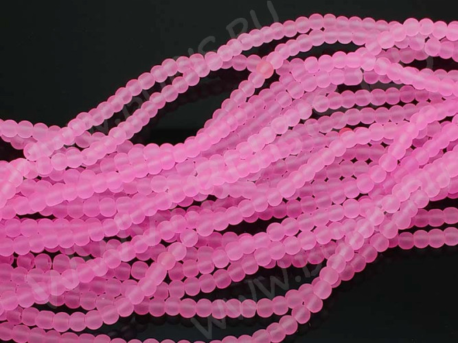 (СКИДКИ!!!) Бусина округлая матовая 4мм розовая полупрозрачная (стекло) (50шт.)