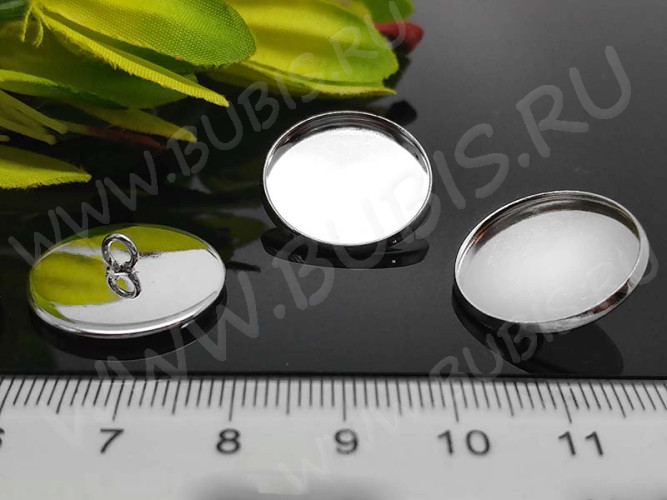 Концевик 068 крышка подвеска с сеттингом 18мм 19,5*19,5*5,5мм цвет платины (Brass)