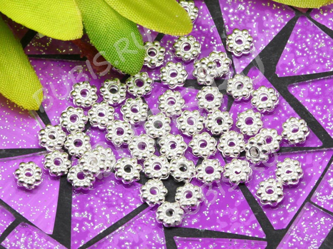 Рондели 040 Дейзи 4*4*1мм серебристые (литьё) (20шт.)