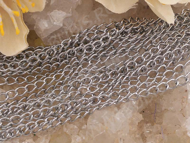 Цепочка S08 хирургическая сталь 4*3*0,55мм цвет платины (ювелирная сталь) (50см)