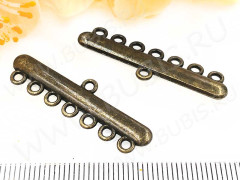 314 Коннектор классика на 7 нитей 37,5*11*2,5мм античная бронза (литьё)