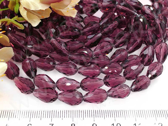 (СКИДКИ!!!) Бусина Капля гранёная 12*8*8мм лиловая прозрачная (имитация Сваровски) (10шт.)