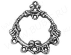 Подвеска для серёжек №027 Округлая 28*25*1,2мм античное серебро