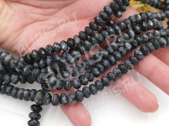 (СКИДКИ!!!) Бусина каменная Абакус 14 ГРАНЁНЫЙ 8*8*5мм Ларвикит натуральный (камни) (10шт.)