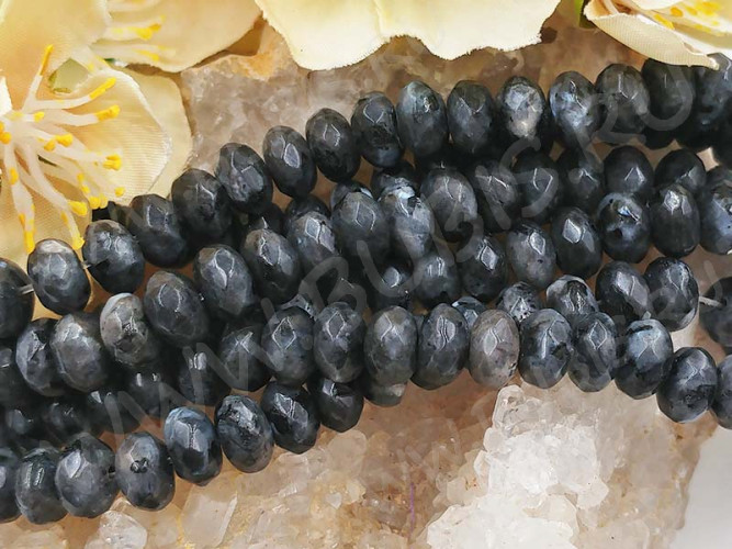 (СКИДКИ!!!) Бусина каменная Абакус 14 ГРАНЁНЫЙ 8*8*5мм Ларвикит натуральный (камни) (10шт.)