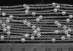 Цепочка C22 звено 2*1,5мм и шарик 3,5мм серебристая (Brass) (50см)