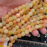 Купить (ОПТ) Бусина округлая 10мм матовый Агат кракле жёлто-оранжевый полупрозрачный (камни) (НИТЬ) с доставкой по России