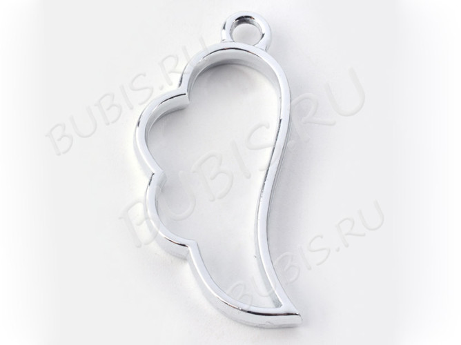 Подвеска Рамка 11 Крыло 36*17*3,5мм цвет платины (литьё)