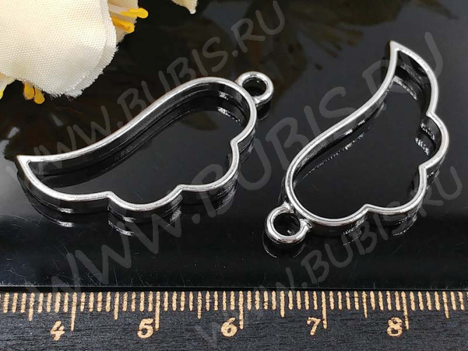 Подвеска Рамка 11 Крыло 36*17*3,5мм цвет платины (литьё)