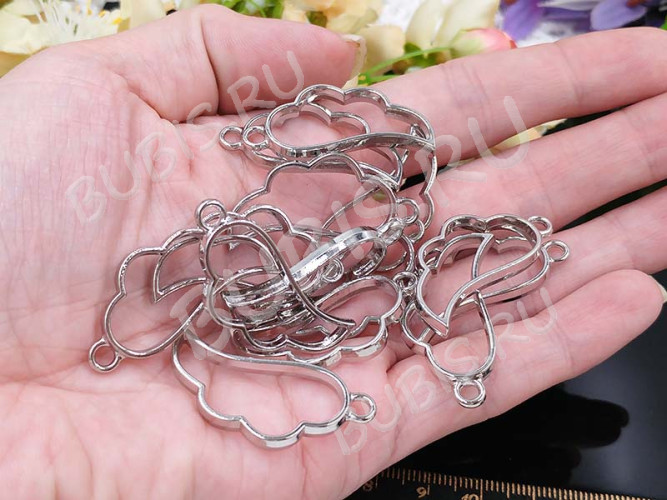 Подвеска Рамка 11 Крыло 36*17*3,5мм цвет платины (литьё)