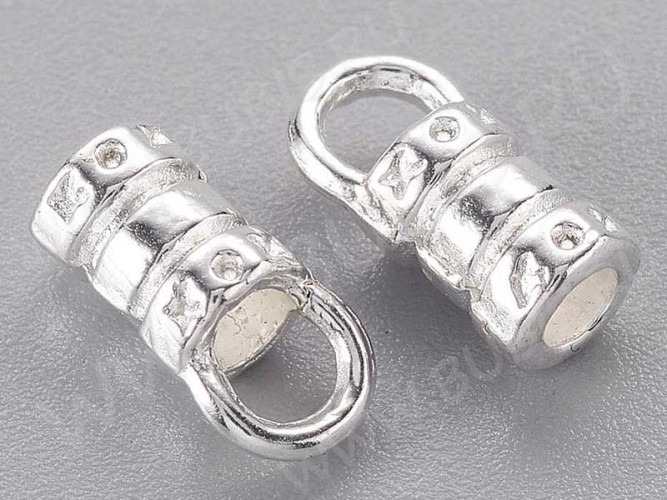 Концевик 108 сквозной с петлёй 10*4,8*4,2мм серебристый (литьё) (10шт)