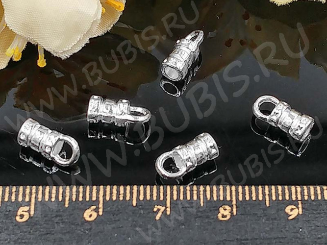 Концевик 108 сквозной с петлёй 10*4,8*4,2мм серебристый (литьё) (10шт)