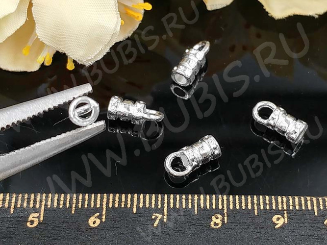 Концевик 108 сквозной с петлёй 10*4,8*4,2мм серебристый (литьё) (10шт)